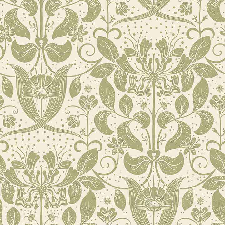 Berit Olive Floral Crest Wallpaper - York Wallcoverings - 4080-83127 - York Wallcoverings Wallpaper