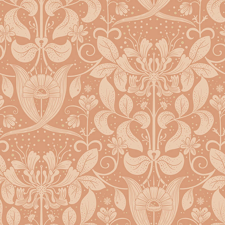 berit-coral-floral-crest-wallpaper-york-wallcoverings-4080-83128 - York Wallcoverings Papel pintado