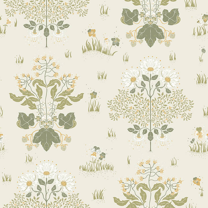 elda-olive-delicate-daisies-wallpaper-york-wallcoverings-4080-83133 - York Wallcoverings Wallpaper