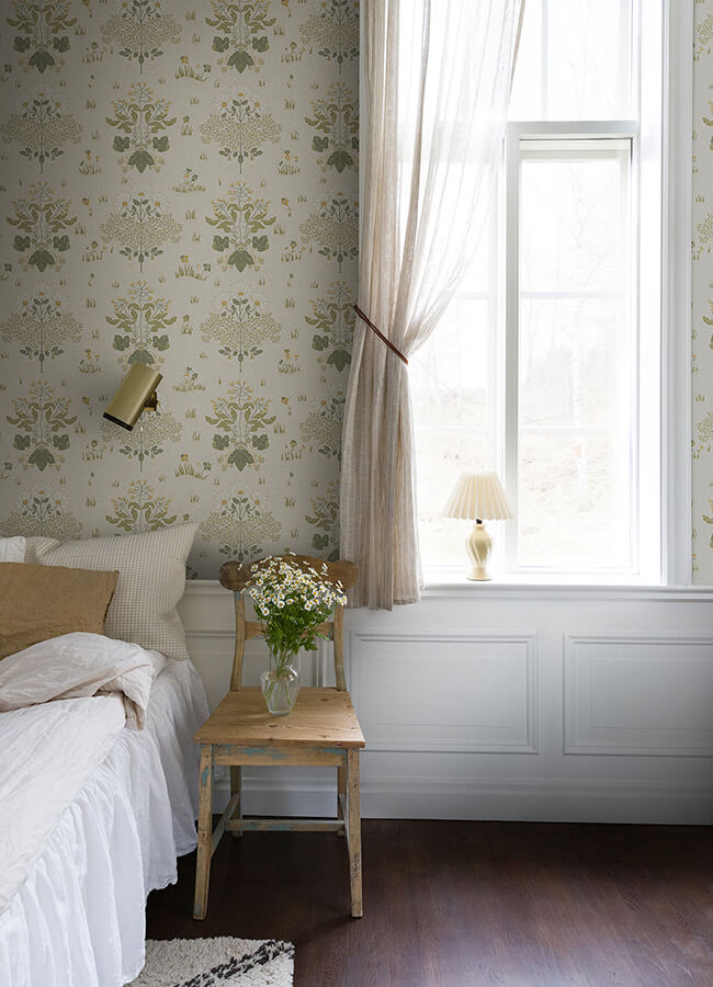 elda-olive-delicate-daisies-wallpaper-york-wallcoverings-4080-83133 - York Wallcoverings Wallpaper