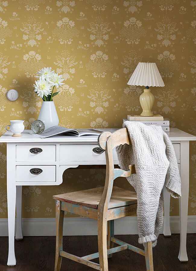 Elda Gold Delicate Daisies Wallpaper - York Wallcoverings - 4080-83135 - York Wallcoverings Wallpaper