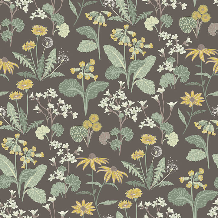 magdalena-charcoal-dandelion-wallpaper-york-wallcoverings-4080-92133 - York Wallcoverings Papel pintado