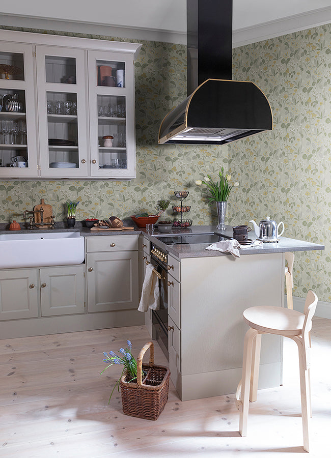 magdalena-light-green-dandelion-wallpaper-york-wallcoverings-4080-92134 - York Wallcoverings Papel pintado