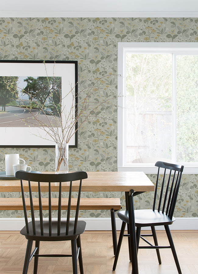magdalena-light-green-dandelion-wallpaper-york-wallcoverings-4080-92134 - York Wallcoverings Papel pintado