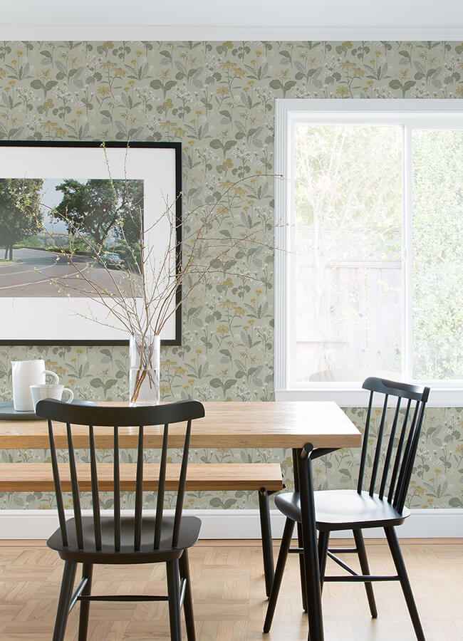 Magdalena Light Green Dandelion Wallpaper - York Wallcoverings - 4080-92134 - York Wallcoverings Wallpaper
