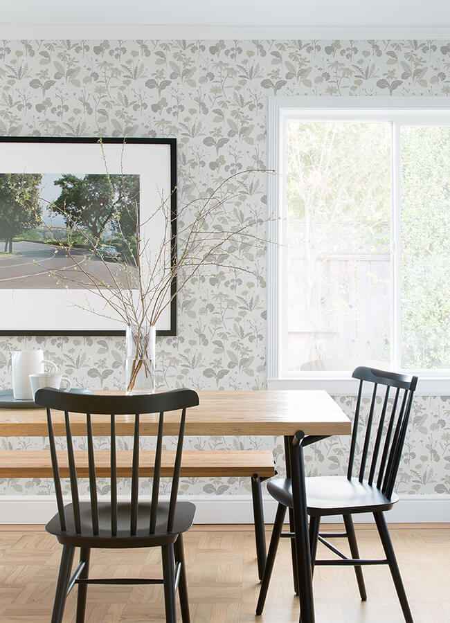 Magdalena Light Grey Dandelion Wallpaper - York Wallcoverings - 4080-92136 - York Wallcoverings Wallpaper