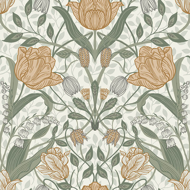 fillippa-green-tulip-wallpaper-york-wallcoverings-4080-33006 - York Wallcoverings Papel pintado