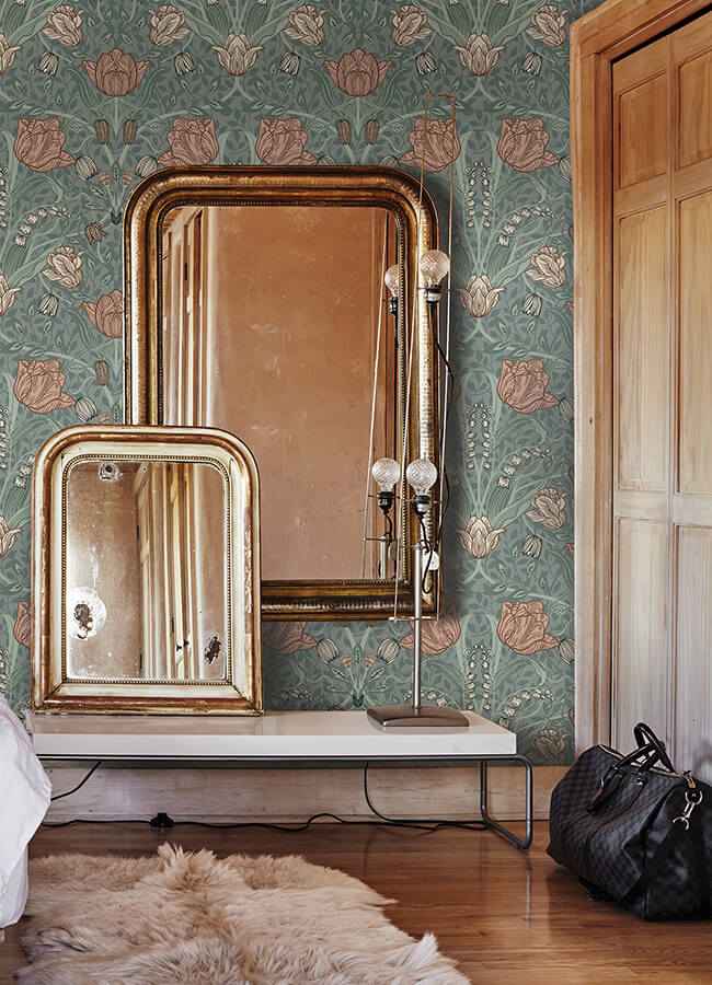 Fillippa Sage Tulip Wallpaper - York Wallcoverings - 4080-33010 - York Wallcoverings Wallpaper