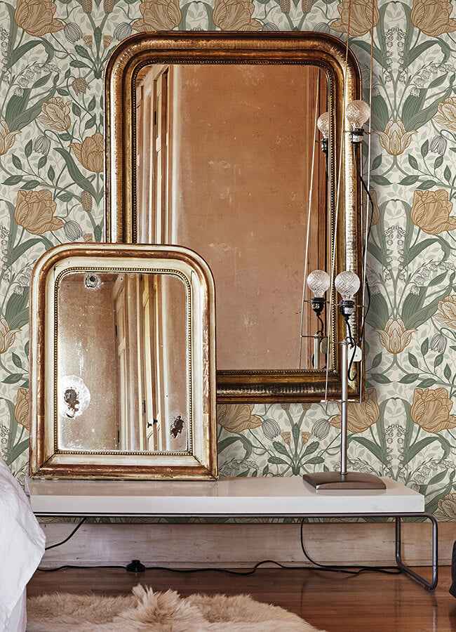 Fillippa Green Tulip Wallpaper - York Wallcoverings - 4080-33006 - York Wallcoverings Wallpaper