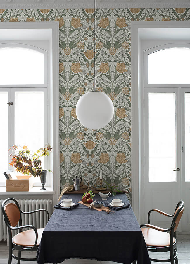 fillippa-green-tulip-wallpaper-york-wallcoverings-4080-33006 - York Wallcoverings Papel pintado