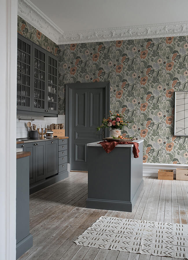 anemone-grey-floral-wallpaper-york-wallcoverings-4080-33001 - York Wallcoverings Papel pintado