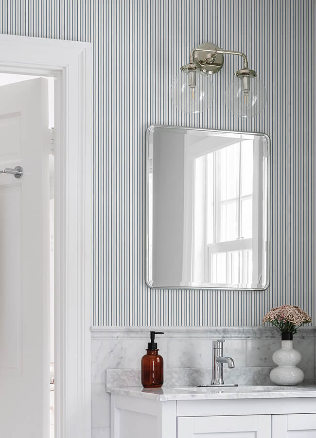 oliver-navy-simple-stripe-wallpaper-york-wallcoverings-ast4971 - York Wallpaper Wallpaper
