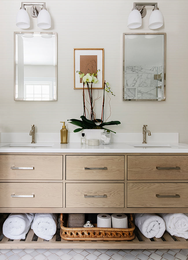 oliver-taupe-simple-stripe-wallpaper-by-erin-gates-york-wallcoverings-ast4973 - York Wallcoverings Wallpaper