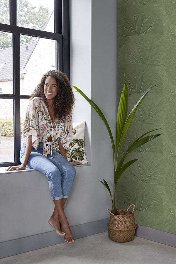 xylem-olive-large-leaves-wallpaper-york-wallcoverings-dd138995 - York Wallcoverings Wallpaper