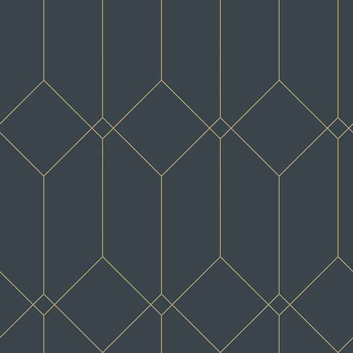 Trilliant Dark Blue Art Deco Motif Wallpaper - York Wallcoverings - DD139225