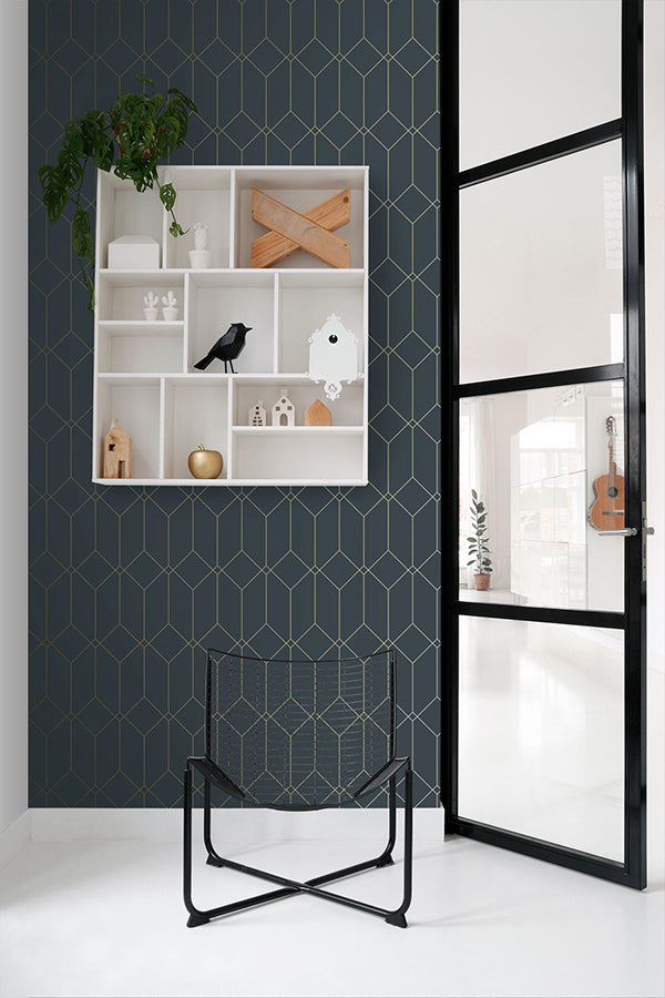 trilliant-dark-blue-art-deco-motif-wallpaper-york-wallcoverings-dd139225 - York Wallpaper Wallpaper