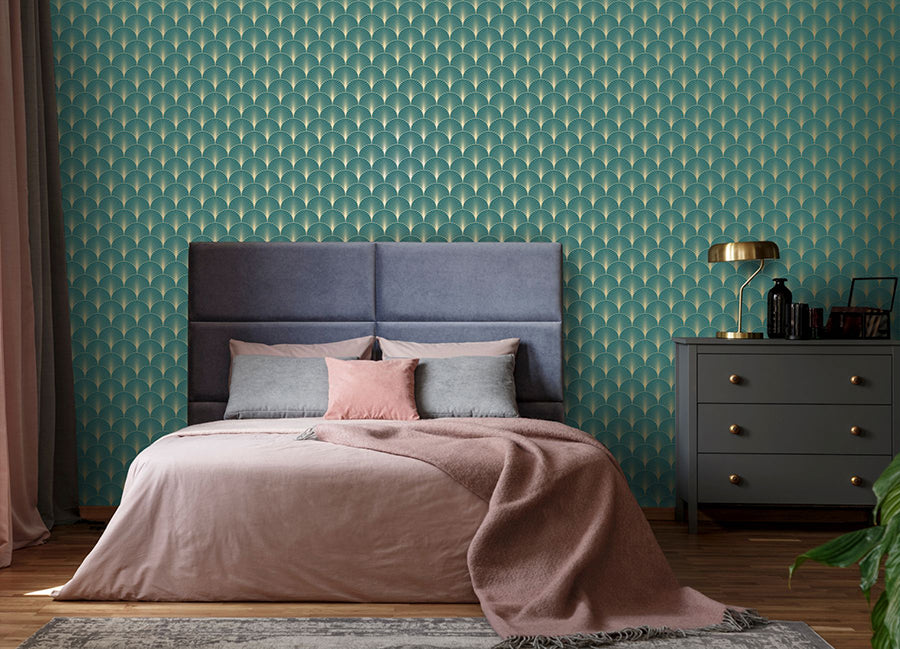 lempicka-teal-art-deco-motif-wallpaper-york-wallcoverings-dd139230 - York Wallcoverings Wallpaper