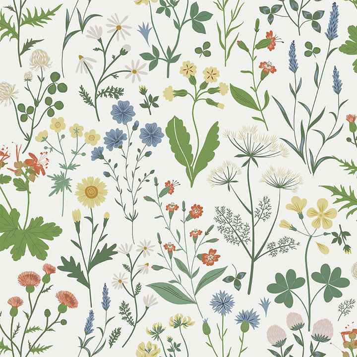 Fiore Green Wildflowers Wallpaper - York Wallcoverings - DD139390 - York Wallcoverings Wallpaper