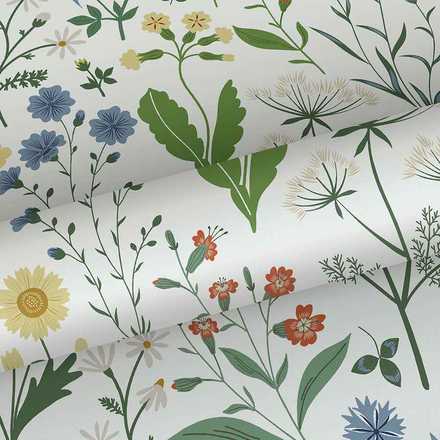 Fiore Green Wildflowers Wallpaper - York Wallcoverings - DD139390 - York Wallcoverings Wallpaper