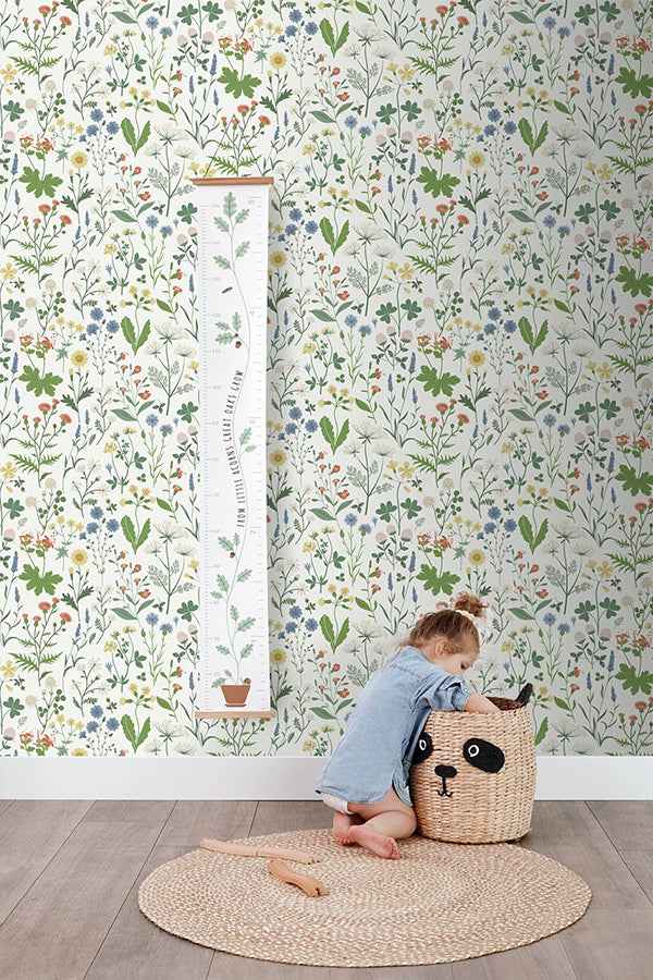 Fiore Green Wildflowers Wallpaper - York Wallcoverings - DD139390 - York Wallcoverings Wallpaper
