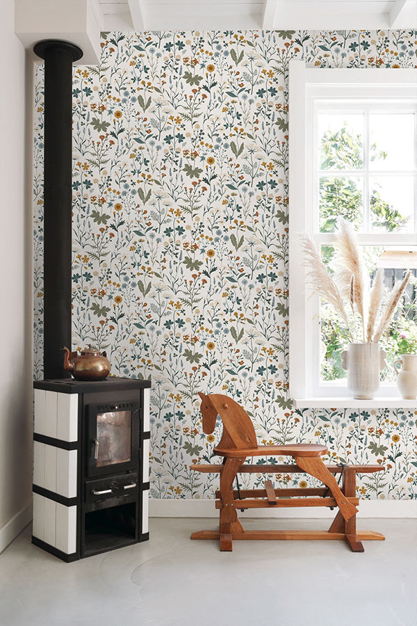 fiore-blue-wildflowers-wallpaper-york-wallcoverings-dd139391 - York Wallcoverings Papel pintado