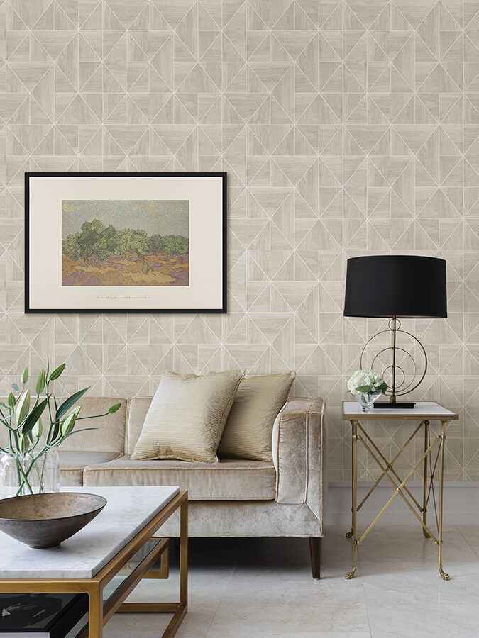 Taupe Lazlo Peel & Stick Wallpaper - York Wallcoverings - NUS4408 - York Wallcoverings Wallpaper