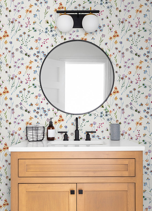 heidi-peach-watercolor-florals-wallpaper-york-wallcoverings-2980-26175 - York Wallcoverings Wallpaper