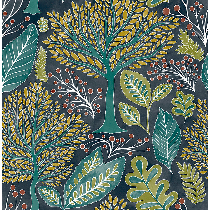kiah-blue-forest-wallpaper-york-wallcoverings-2980-26186 - York Wallcoverings Wallpaper