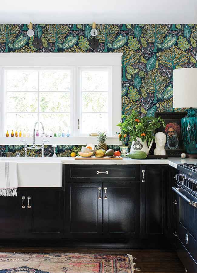 Kiah Blue Forest Wallpaper - York Wallcoverings - 2980-26186 - York Wallcoverings Wallpaper