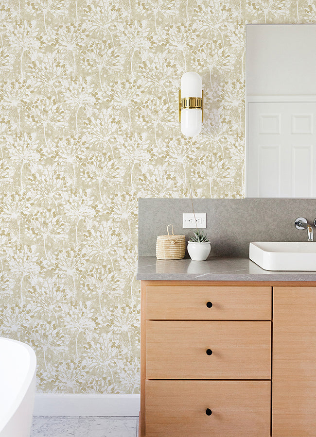 dori-gold-painterly-floral-wallpaper-york-wallcoverings-2980-26188 - York Wallcoverings Wallpaper