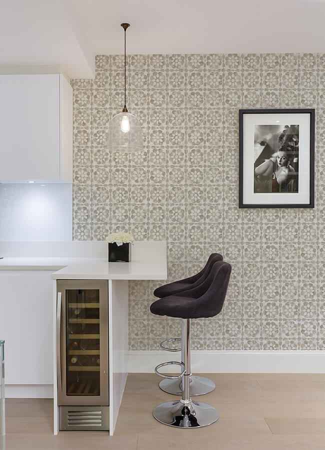 Izeda Taupe Floral Tile Wallpaper - York Wallcoverings - 2980-26195 - York Wallcoverings Wallpaper