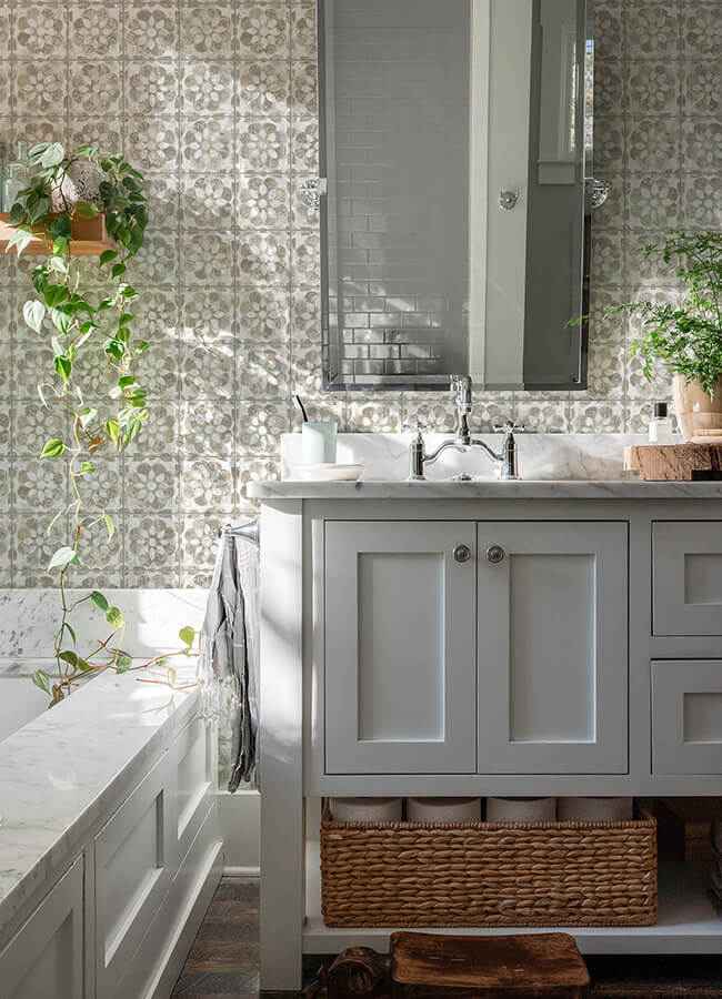 Izeda Taupe Floral Tile Wallpaper - York Wallcoverings - 2980-26195 - York Wallcoverings Wallpaper