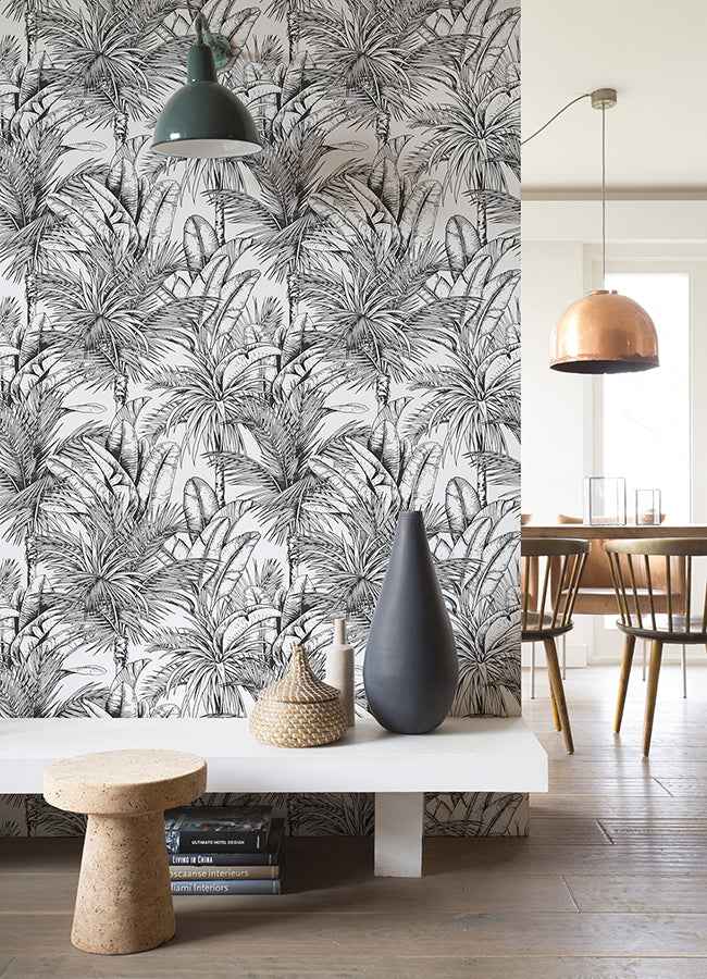 Serra White Palm Wallpaper - York Wallcoverings - 2980-478013 - York Wallcoverings Wallpaper
