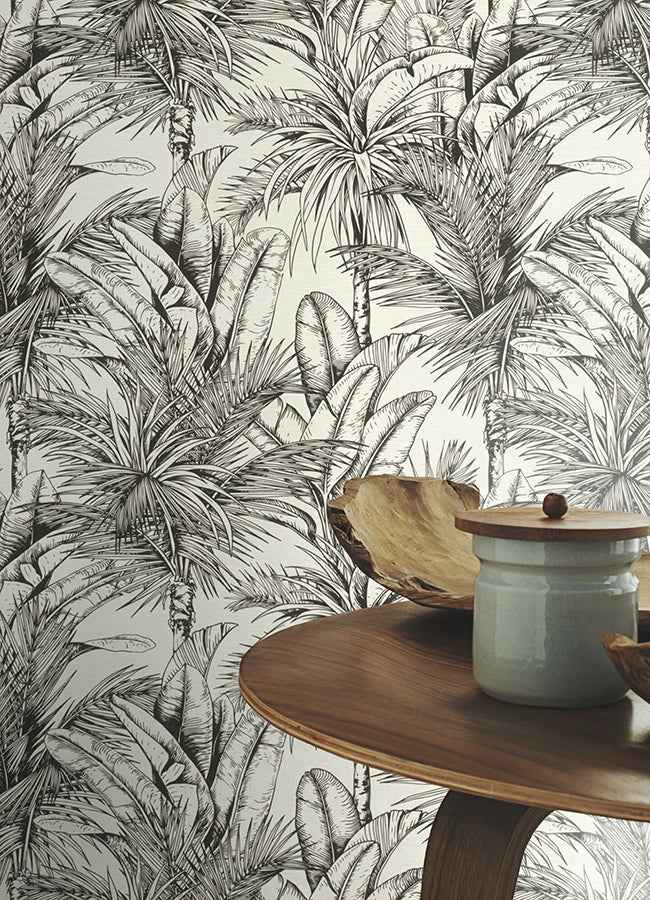 Serra White Palm Wallpaper - York Wallcoverings - 2980-478013 - York Wallcoverings Wallpaper