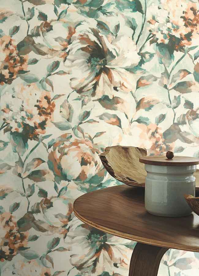 Attia Light Blue Floral Wallpaper - York Wallcoverings - 2980-485134 - York Wallcoverings Wallpaper