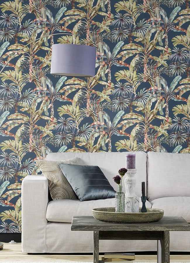 Calle Blue Tropical Wallpaper - York Wallcoverings - 2980-485288 - York Wallcoverings Wallpaper