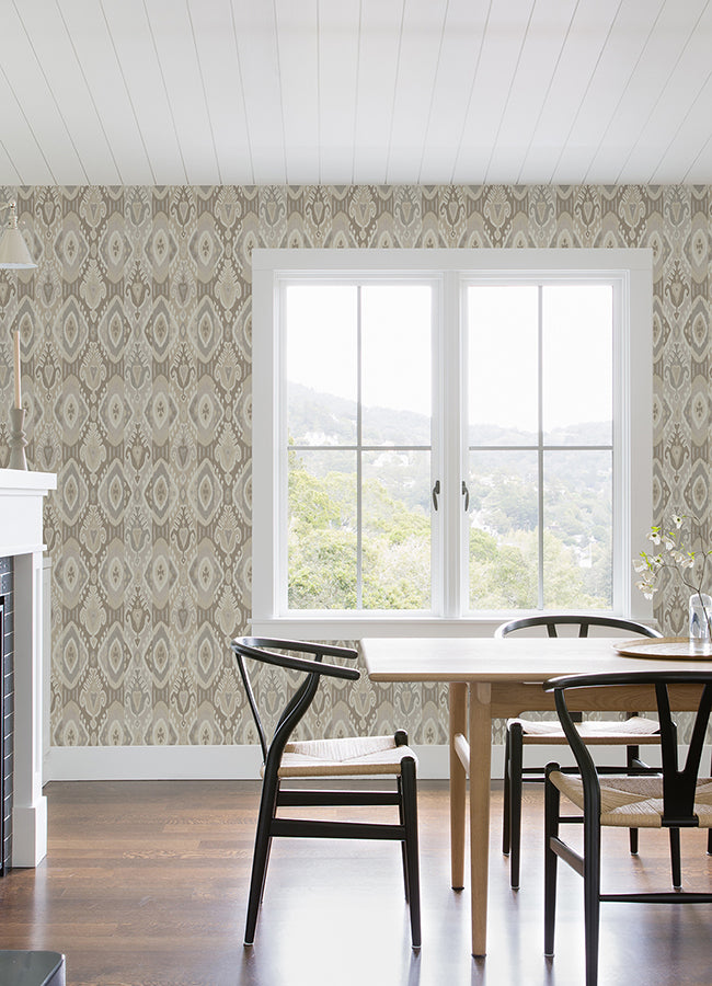 villon-light-grey-ikat-wallpaper-york-wallcoverings-2980-560558 - York Wallpaper Wallpaper