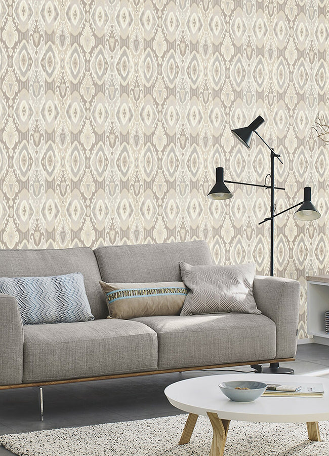 villon-light-grey-ikat-wallpaper-york-wallcoverings-2980-560558 - York Wallpaper Wallpaper