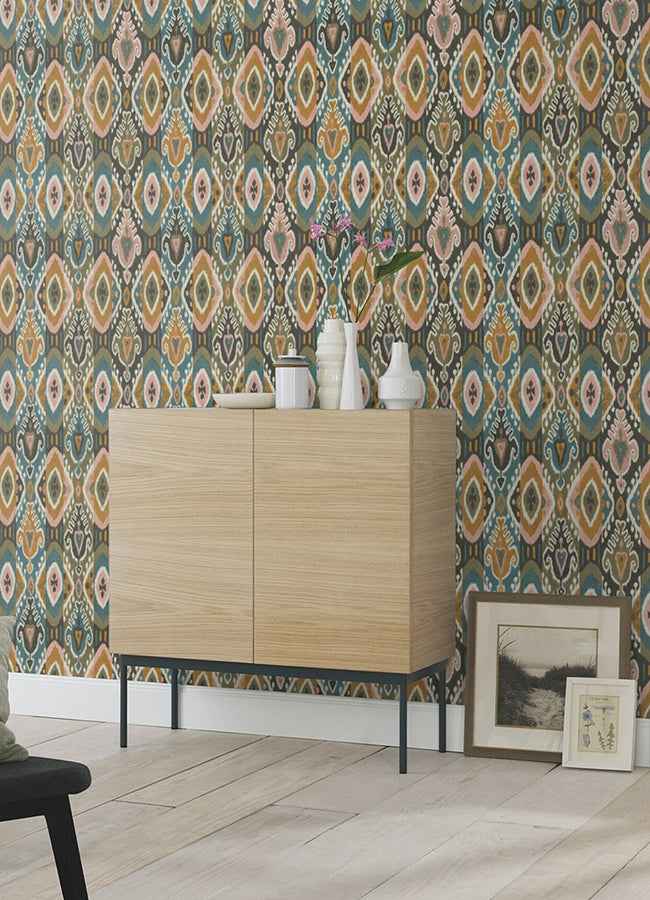 Villon Mustard Ikat Wallpaper - York Wallcoverings - 2980-560572 - York Wallcoverings Wallpaper