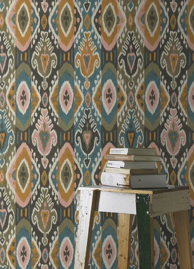 villon-mustard-ikat-wallpaper-york-wallcoverings-2980-560572 - York Wallcoverings Wallpaper