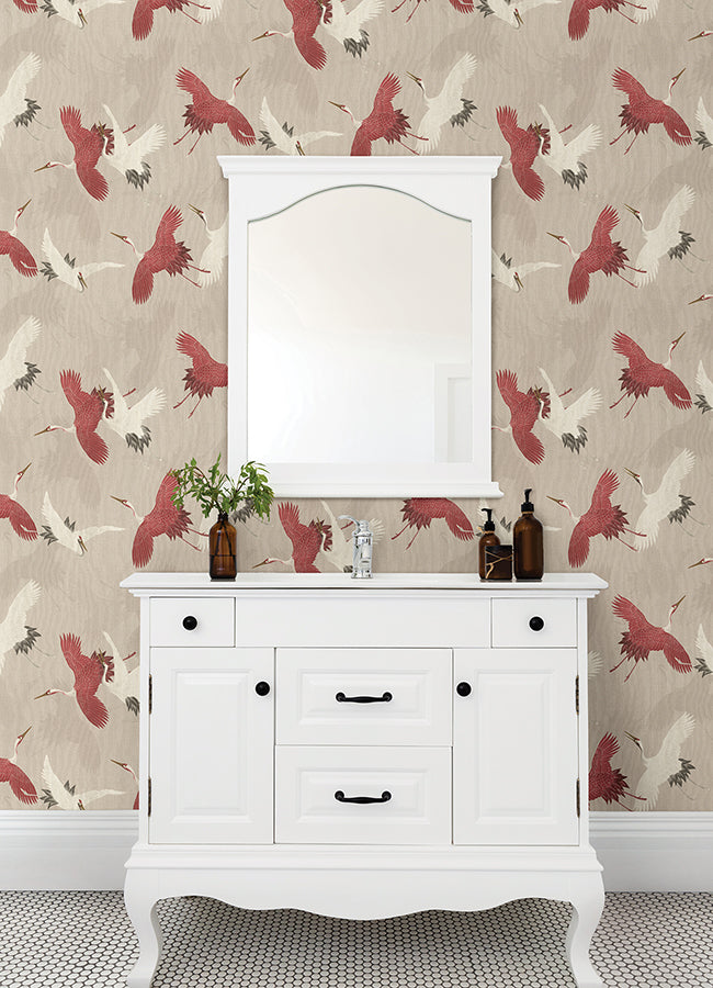 kusama-neutral-crane-wallpaper-york-wallcoverings-2980-560657 - York Wallcoverings Wallpaper