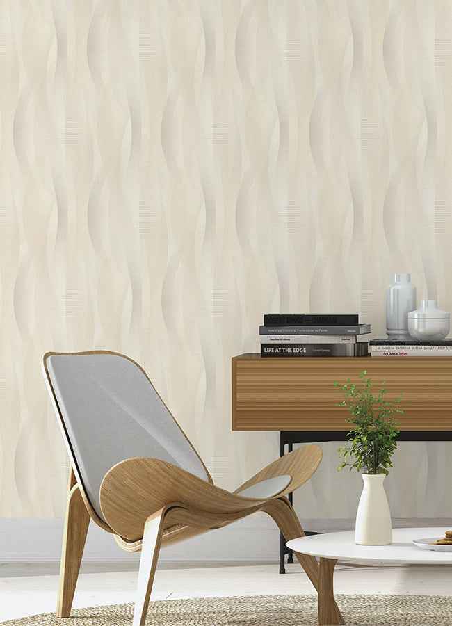 Currin Neutral Wave Wallpaper - York Wallcoverings - 2980-651515 - York Wallcoverings Wallpaper