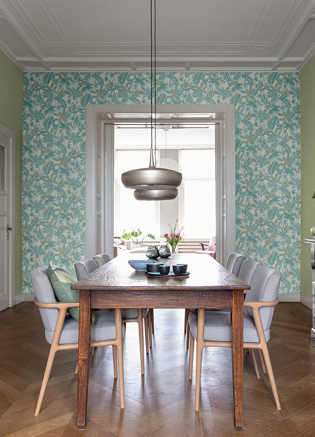 saura-teal-frond-wallpaper-york-wallcoverings-2980-704112 - York Wallpaper Wallpaper