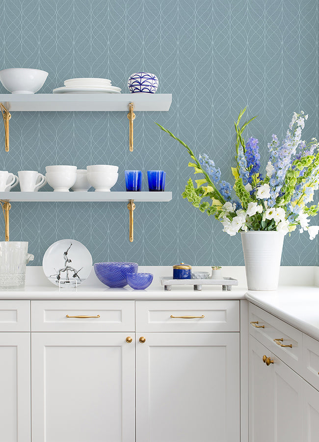 hartley-blue-geo-wallpaper-york-wallcoverings-2980-m41901 - York Wallpaper Wallpaper