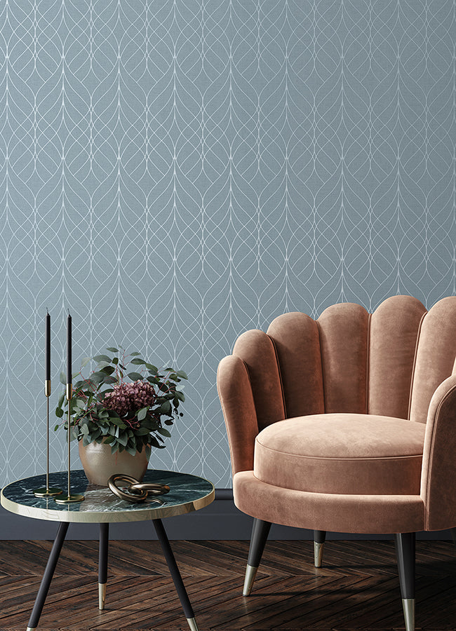 hartley-blue-geo-wallpaper-york-wallcoverings-2980-m41901 - York Wallpaper Wallpaper