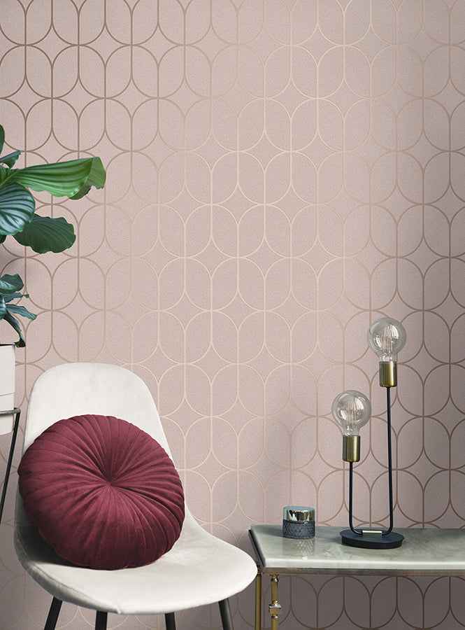 Raye Pink Rosco Trellis Wallpaper - York Wallcoverings - FD42805 - York Wallcoverings Wallpaper