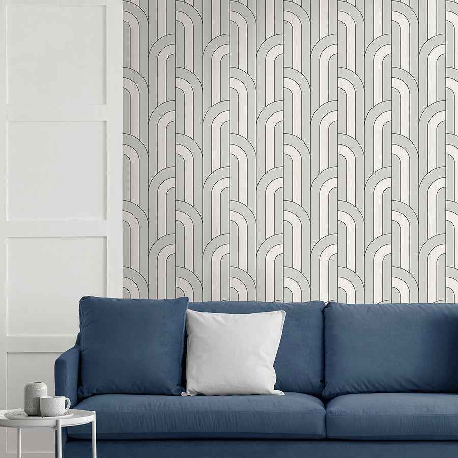 Ezra Platinum Arch Wallpaper - York Wallcoverings - FD42843 - York Wallcoverings Wallpaper