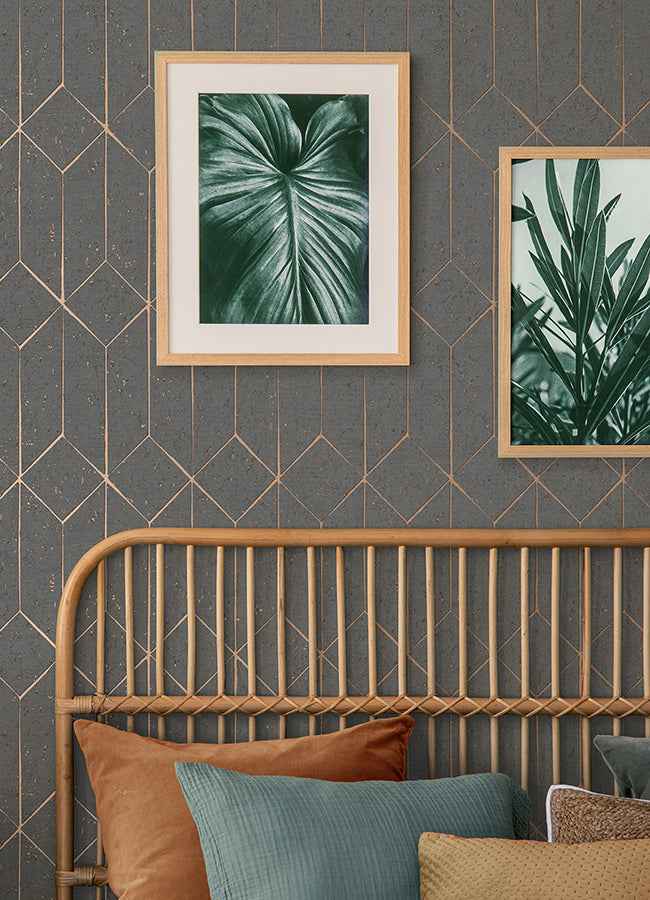 Hayden Charcoal Concrete Trellis Wallpaper - York Wallcoverings - 4125-26701 - York Wallcoverings Wallpaper