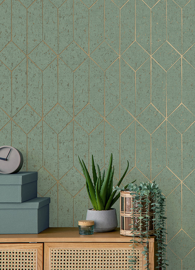 hayden-mint-concrete-trellis-wallpaper-york-wallcoverings-4125-26704 - York Wallpaper Wallpaper