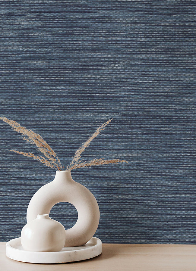 alton-indigo-faux-grasscloth-wallpaper-york-wallcoverings-4125-26712 - York Wallcoverings Wallpaper